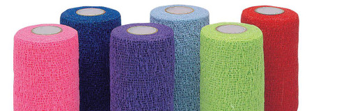 Medline Nonsterile Latex Cohesive Bandage Wrap, 5 yd. roll, 1"-4" width, Assorted Colors