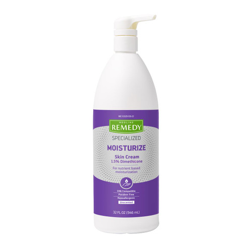 Medline Remedy Specialized Skin Cream with 1.5% Dimethicone, Unscented, 32 oz Pump Bottle
