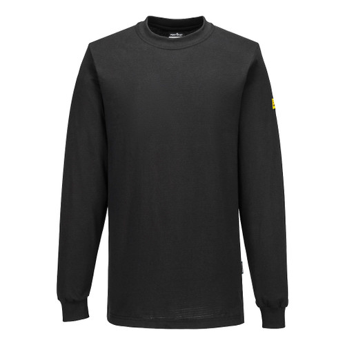 Portwest AS22 Black Anti-Static ESD T-Shirt with Long Sleeves (AS22BKR)