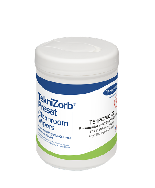 TekniZorb Presat 70% IPA Poly/Cellulose Cleanroom Wipe, 6 x 9 in.,  100/can, 12 cans/case