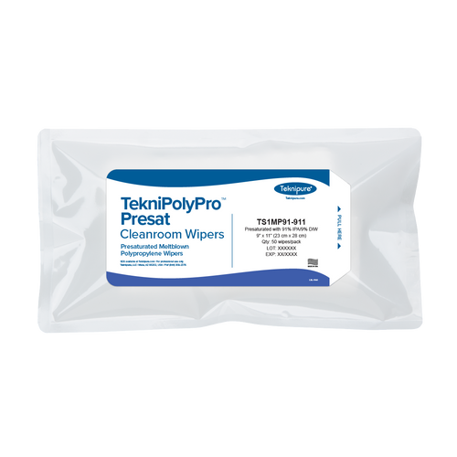 Teknipure  TekniPolyPro Presat Polypropylene Cleanroom Wiper, Presat 91% IPA, 9″x11″ (TS1MPI91-911)