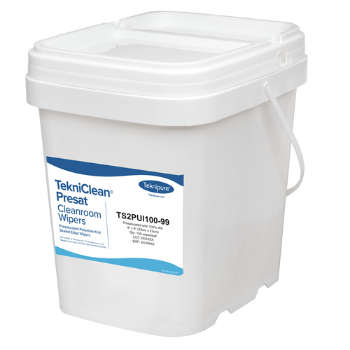 TekniClean Presat 100% IPA Polyester Knit Cleanroom Wipes, 9" x 9", Pail (TS2PUI100-99)