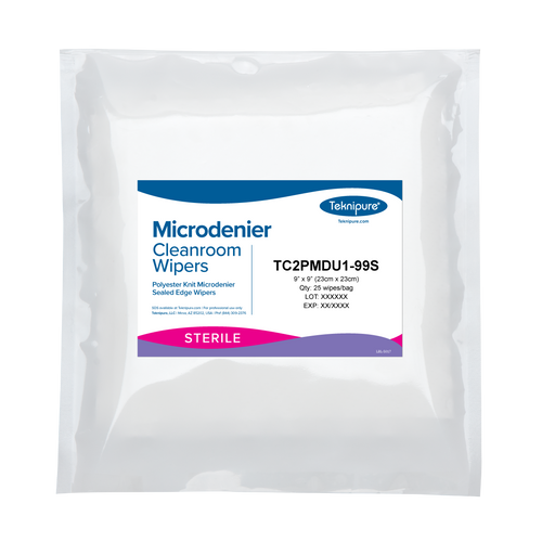 Tekinipure Sterile Microdenier Cleanroom Wiper with Sealed Edge, 9″x 9″ (TC2PMDU1-99S)