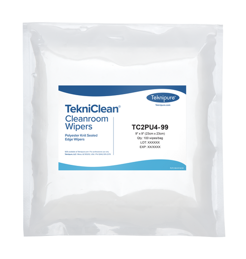 TekniClean TC2PU4 Heavyweight Knit Polyester Cleanroom Wipes, Ultrasonic Sealed Edge, Lint-Free