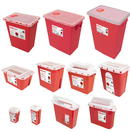 Dynarex Sharps Containers, Red, 1 qt. - 18 gal. size options