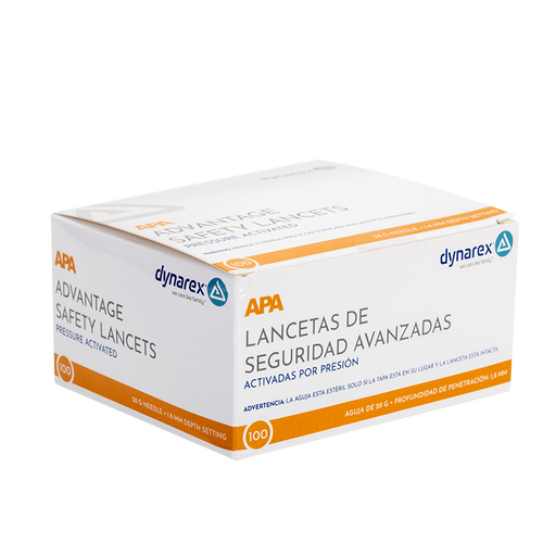 Dynarex 7134 Safety Lancets, Advantage Pressure Activated, 28G x 1.8 mm, 1000/case