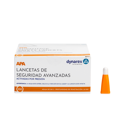 Dynarex 7134 Safety Lancets, Advantage Pressure Activated, 28G x 1.8 mm, 1000/case