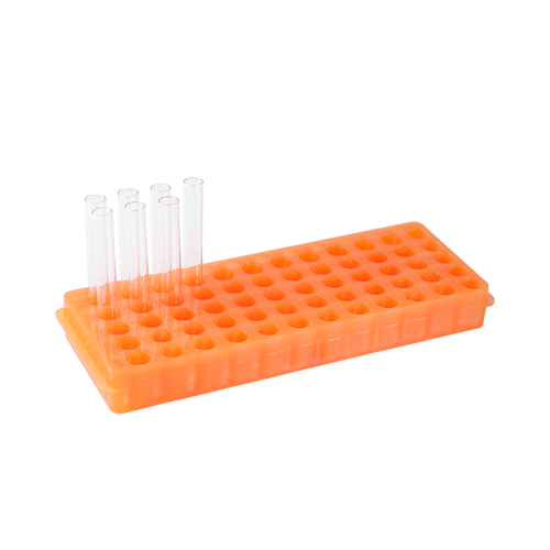 Dynarex Reversible Microcentrifuge Tube Rack for 0.5mL and 1.5mL Tubes, Orange, 60-Place