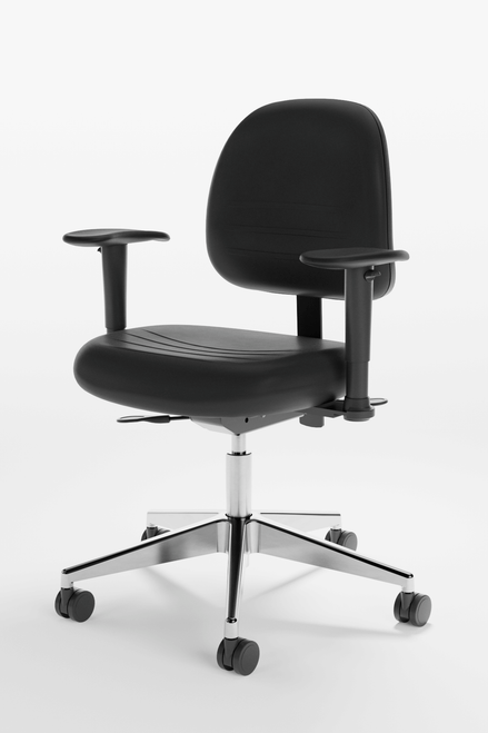 Cramer ESD Fusion r+ Lab Chair, Cleanroom ISO Class 5, Black, 4-way Adjust, Desk or High Height