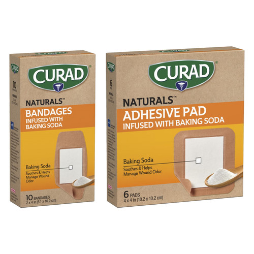 CURAD Naturals Fabric Bandages Infused with Baking Soda, 2 Sizes