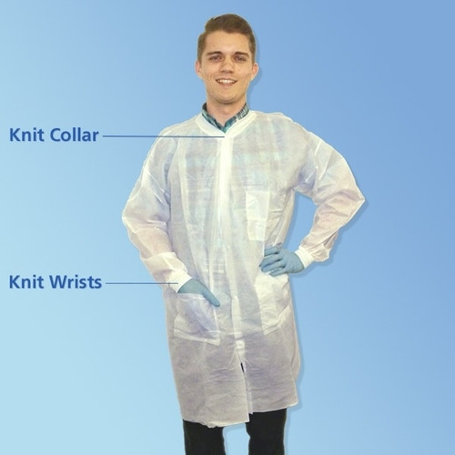 Medline Disposable Knit Cuff / Collar Multilayer Lab Jackets - Multila