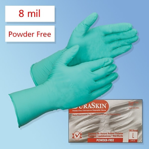 DuraSkin Latex Gloves, 5.0 mil, Light Powder