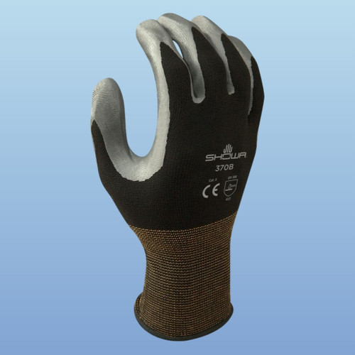 Atlas Glove 370B Showa Atlas 370 Assembly Grip Nitrile Coated Glove, Dark Gray/Black, 12/pair