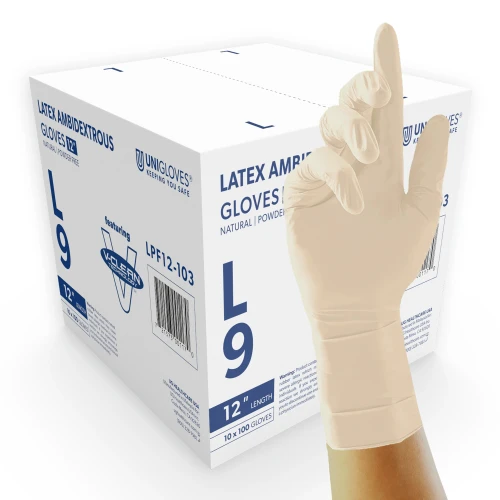 V-Clean 9 and 12 in. Latex Cleanroom Gloves, 1000/case