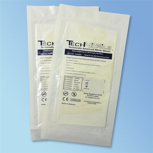 TechniGlove 12 in. Sterile White Nitrile Cleanroom Glove, Class 100, 200 pairs/case