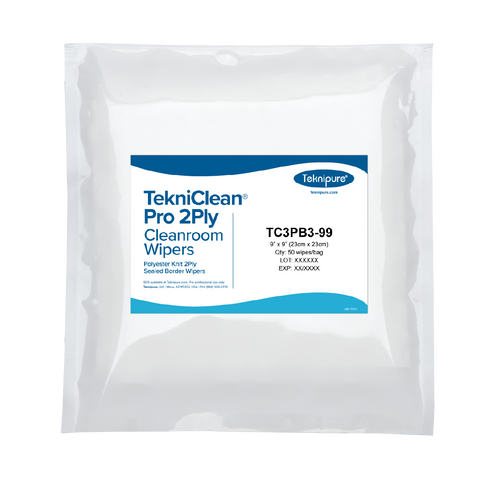  TekniClean® Pro 2Ply Polyester Knit Wiper, Sealed Border, 9″x 9″