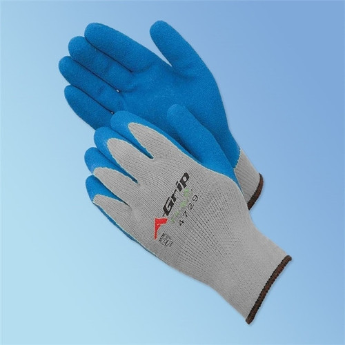 WOLF Safety Work Gloves Blue Textured Rubber Latex Grip Knit Glove /  American.