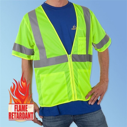 HiVizGard FR16004G HivizGard Class 3 Fire Retardent Mesh Safety Vest with Sleeves, Lime Green, each