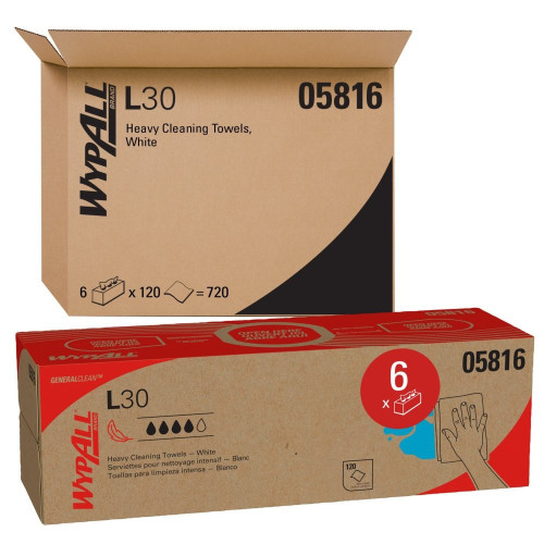 5816 Wypall L30 White Wipes, 16.4 x 9.8 in., 6/case