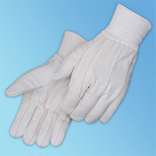 Liberty Safety 4518Q-LG White Canvas Double Palm Glove, Knit Wrist, LG, 12/pair