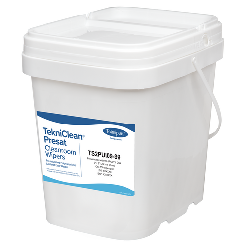  TekniClean® Presat Polyester Knit Wiper, Sealed Edge, 9% IPA, 9″x9″, Pail