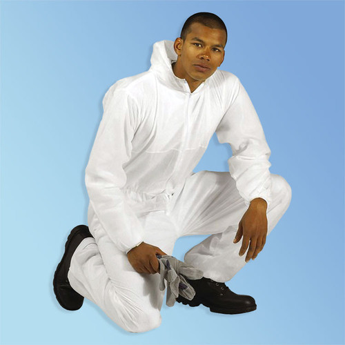Keystone CVL-SMSREG-HE-WH White SMS Coveralls with Hood