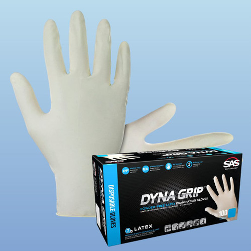 SAS Safety Corp. 650-100 Dyna Grip Disposable Latex Medical Gloves