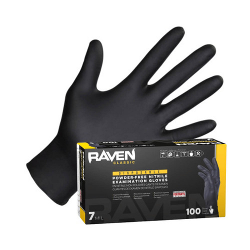 Raven Black Nitrile Gloves - New Box Design