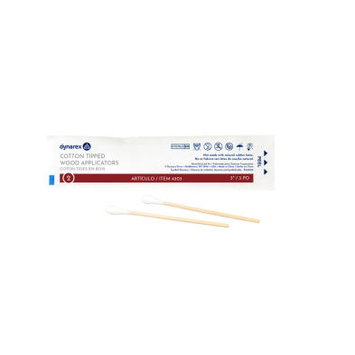 Dynarex Double Sterile Regular Tip Cotton Swab, 3", Wood shaft