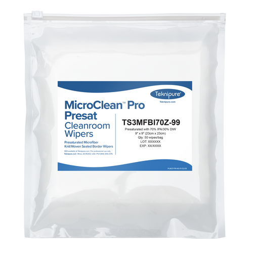  MicroClean™ Pro Presat Microfiber Sealed Border, 70% IPA, 9"x9"