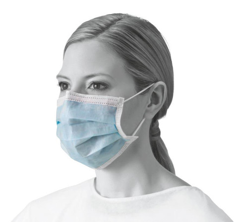 Medline Disposable Procedure Face Masks, Ear loops, Blue, NON271378