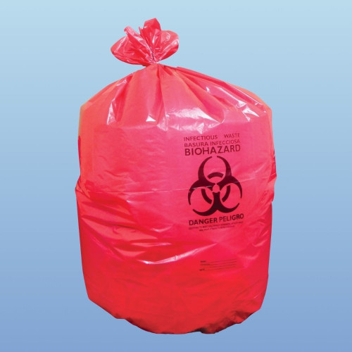 Red Biohazard Infectious Waste Can Liner, 40-45 Gal, 200/cs