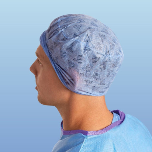 Medline Premium Comfort Blue Surgical Caps