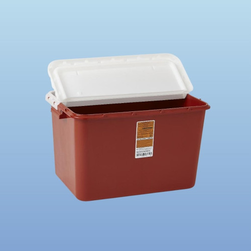 Medline MDS705208HN Large Biohazard Containers, Red with White Hinge Lid, 8 gal., 10/case