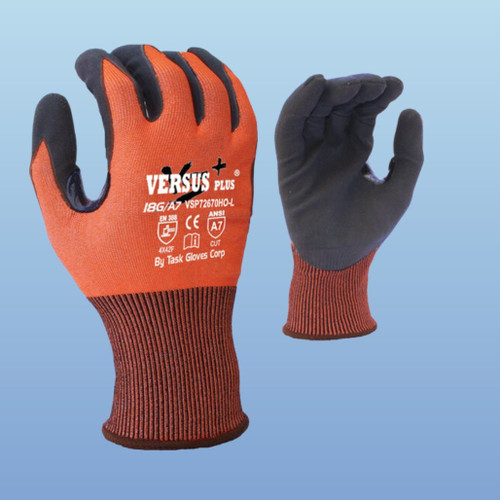 Task Gloves VSP72670HO-LG Versus Plus Hi-Vis Micro-foam Nitrile Coated A7 Cut Glove, 12/pr