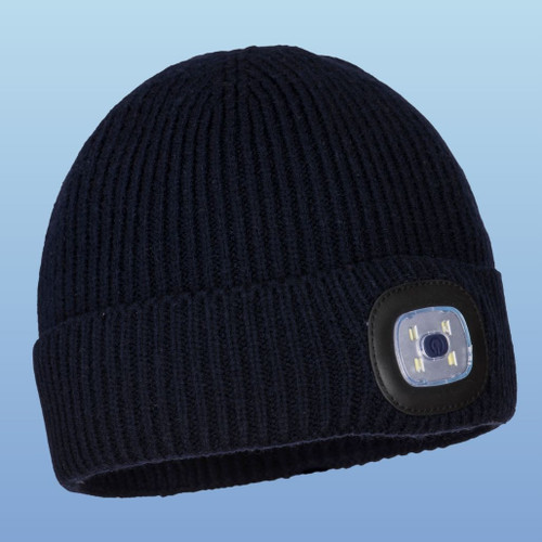 B033NAR Portwest B033 Workman's Rechargeable LED Beanie, Blue