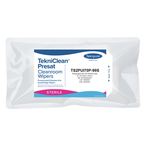 TekniClean Presat Sterile 70% IPA Polyester Cleanroom Wipe, 9 x 9 in., 960/case