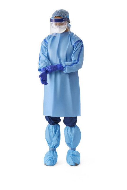 Medline Disposable Blue SMS Isolation Gown, Chemo-tested, 30/case