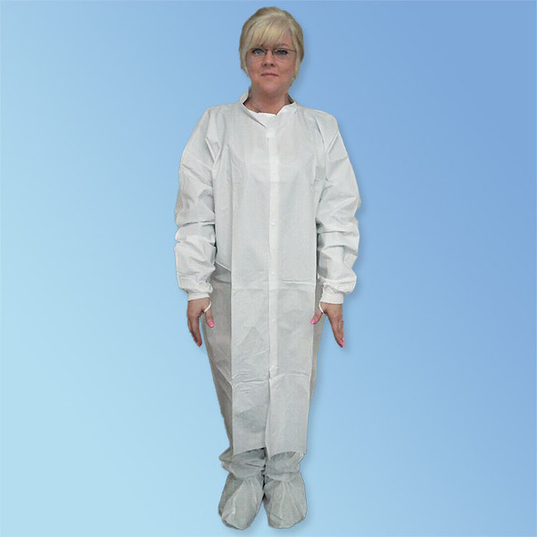 Keystone KeyGuard ISO 6 Microporous Cleanroom Frocks, Knit Wrist, No Pockets, White, 30/case Keystone KeyGuard ISO 6 Microporous Cleanroom Frocks, Knit Wrist, No Pockets, White, 30/case