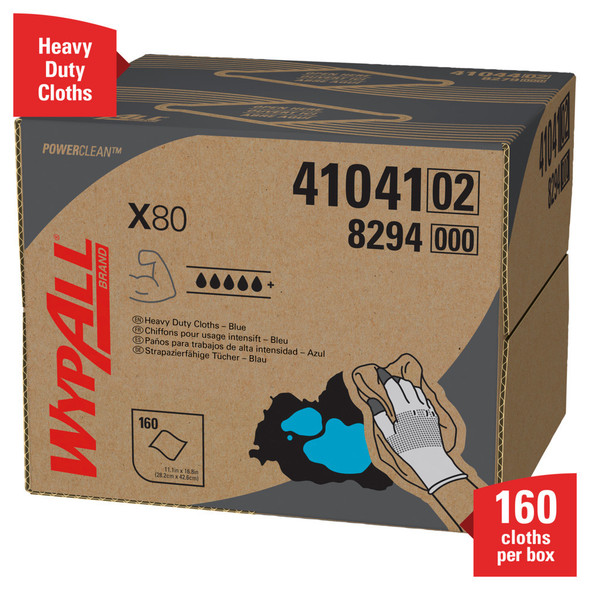  41041 Wypall X80 HydroKnit Wipes, 12.5 x 16.8 in., BRAG Box, 160/box