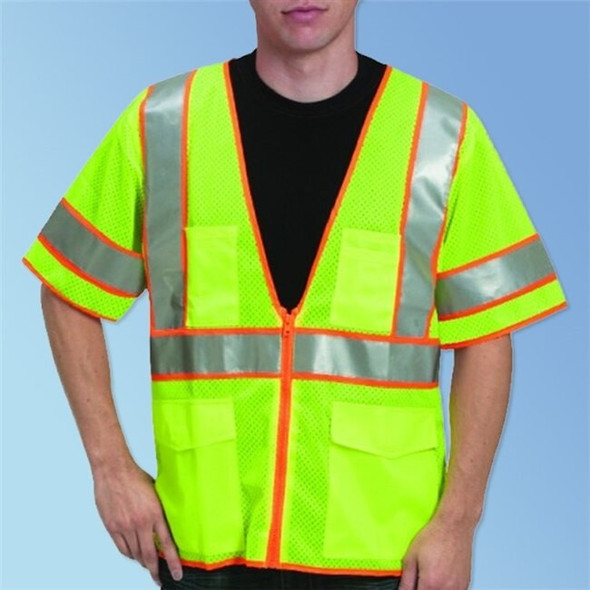 HiVizGard C16014G HivizGard Class 3 Mesh Safety Vest with Sleeves, 4 Pockets, Lime Green, each