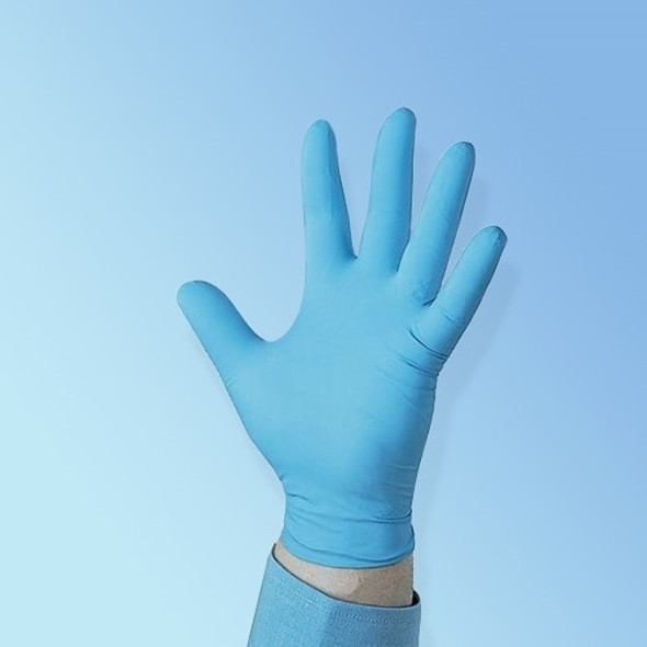   TechniGlove 9.5 in. Blue Nitrile Cleanroom Gloves, Class 100, PVC Dispenser, 1000/case