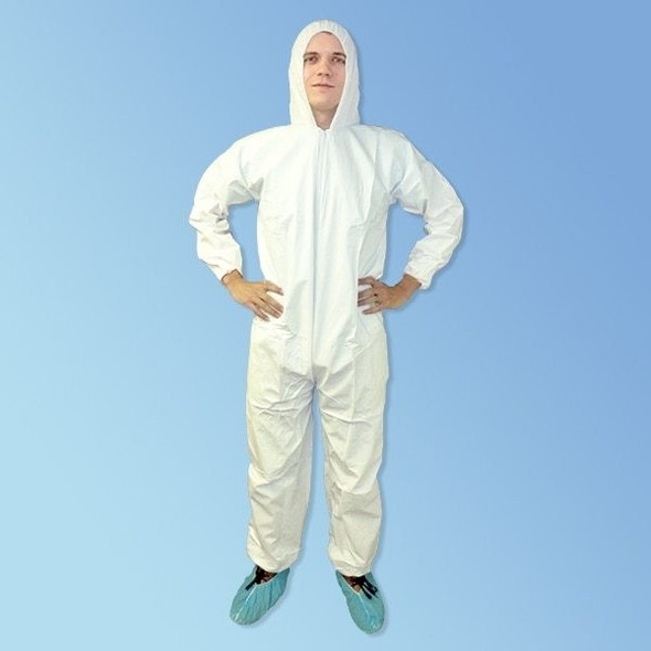 Permagard C18127 PermaGuard II Microporous Coveralls with Hood, Medium Weight, White, 25/case