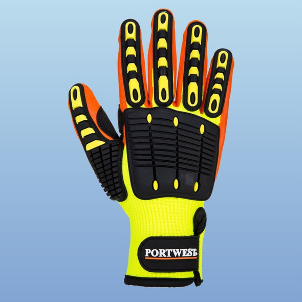 Portwest A721 Level 2 Anti Impact Nitrile Coated Glove, Orange/Yellow, 1/pair