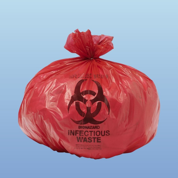 Medline Biohazard Can Liner, 24 x 24 in., 10 gal, 500/cs