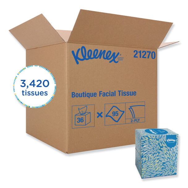  21270CT Kleenex Boutique 2 Ply Facial Tissue, 95/box, 36 boxes/case
