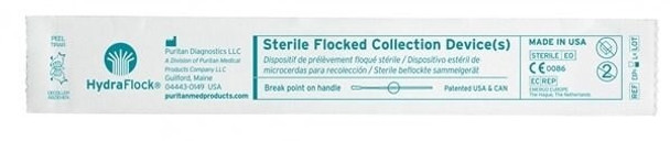 Puritan Medical Products  Sterile HydraFlock Swab, Elongated Tip, 6" Polystyrene Shaft, Breakpoint 100mm, 500/case