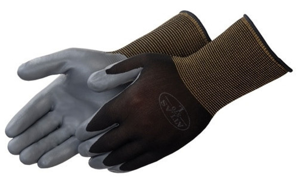Atlas Glove 370B Showa Atlas 370 Assembly Grip Nitrile Coated Glove, Dark Gray/Black, 12/pair