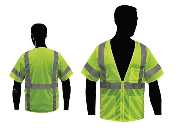 HiVizGard FR16004G HivizGard Class 3 Fire Retardent Mesh Safety Vest with Sleeves, Lime Green, each