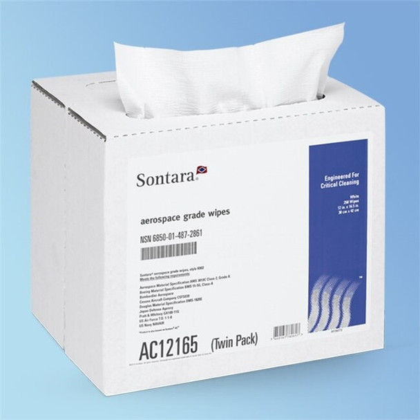   Sontara Aerospace Wipes, Twin Pack Pop-up Box, 12 x 16.5 in., 250 wipes